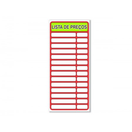 PLACA PVC 35X80 LISTA DE...