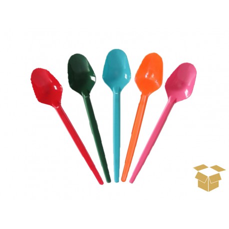 COLHER PLAST.SOBREMESA CORES 20X50