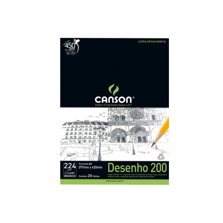 BLOCO DESENHO A3 BRANCO 200G.S/MARG.20F.