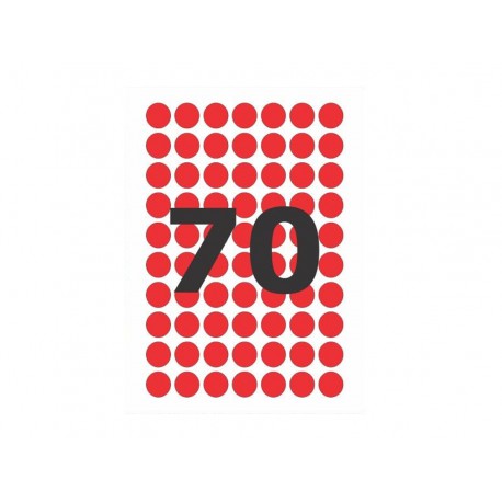 ETIQUETA REDONDA 12MM.VERMELHO C/210