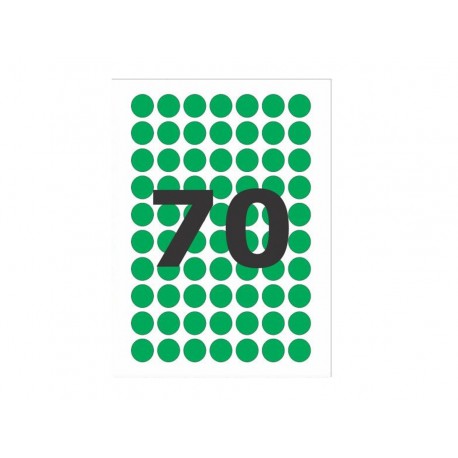 ETIQUETA REDONDA 12MM.VERDE C/210