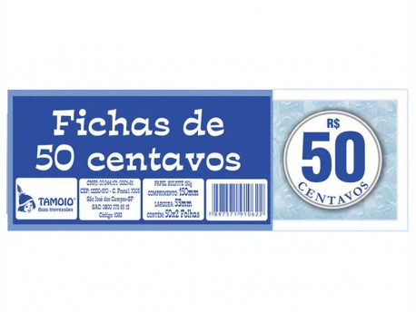 BLOCO FICHA PRECO R$ 0,50 C/CONTR.50JOG.