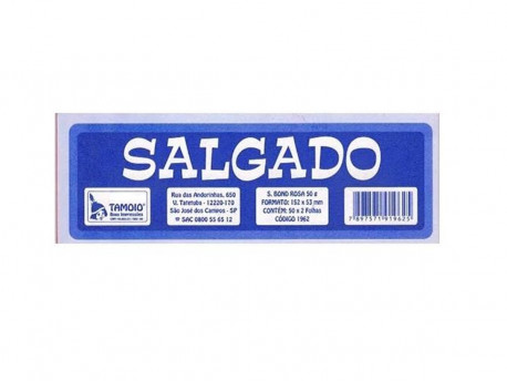 BLOCO FICHA SALGADO C/CONTROLE 50F.