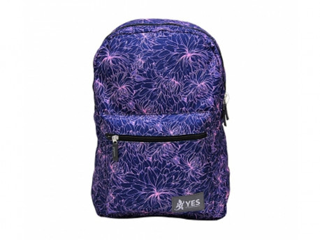 MOCHILA YES FLORES ROSA/AZUL 44CM.1D.