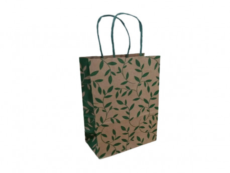 SACOLA PAPEL 26X19X9 VERDE FOLHA-AV