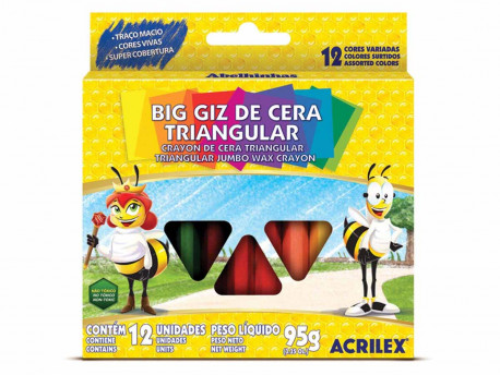 GIZAO CERA 12 CORES TRIANGULAR ACRILEX