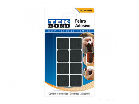 PROTETOR FELTRO 22MM.PRETO QUADRADO C/16