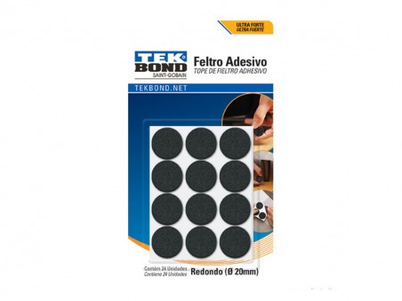PROTETOR FELTRO 20MM.PRETO REDONDO C/24