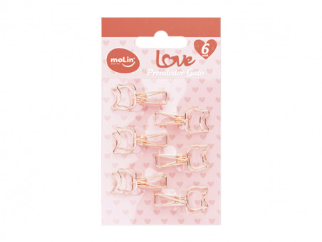 PRENDEDOR PAPEL  32MM GATO LOVE C/6