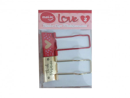 PRENDEDOR PAPEL  32MM MULTIFUN. LOVE C/2