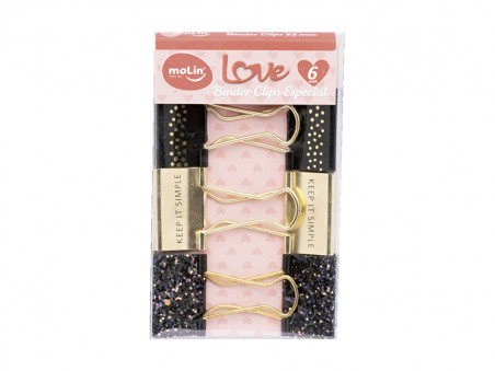 PRENDEDOR PAPEL  32MM PT.LOVE C/6