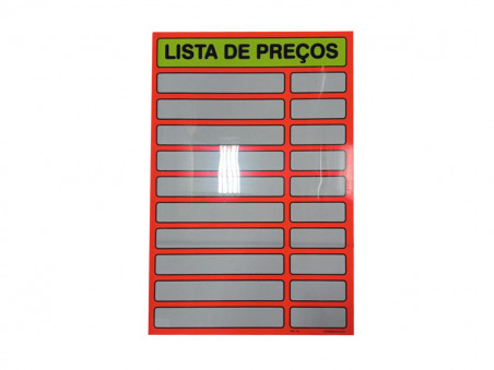 PLACA PVC 34X51 LISTA PRECOS VERMELHA