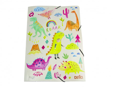 PASTA ABA ELASTICO PP.DINOSSAURO BEGE