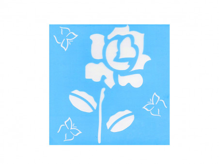 STENCIL ROSA BORBOLETAS 15X15CM - QD290