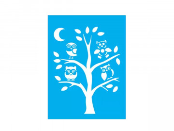 STENCIL ARVORE CORUJAS...