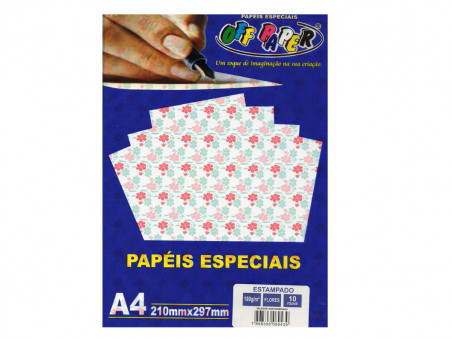 PAPEL A4 ESTAMPADO FLORES 180G.10F.