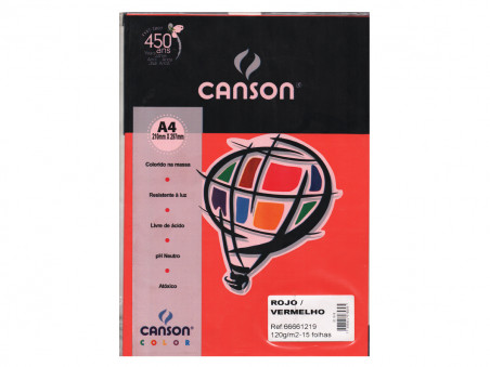PAPEL A4 COLOR VERMELHO 120G.15F.