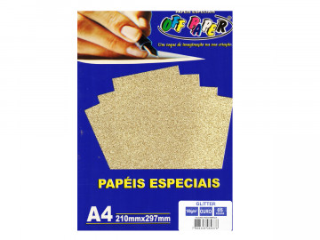 PAPEL A4 GLITER OURO...