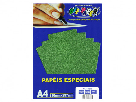 PAPEL A4 GLITER VERDE 180GR.C/5FL.