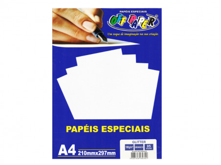 PAPEL A4 GLITER BRANCO 180GR.C/5FL.