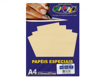 PAPEL A4 METALIZ.OURO 150G.15F.