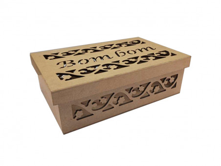 CAIXA MDF 25X15X08 BOMBOM/CHOCOL.VAZADA