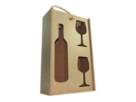 CAIXA MDF PORTA VINHO/TACA 15X25X8