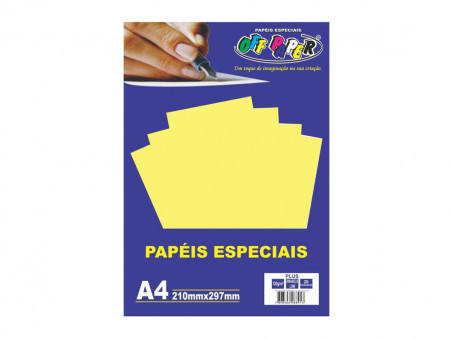 PAPEL A4 COLOR AMARELO LUMI 120G.20F.