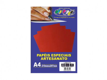 PAPEL LAMICOTE VERMELHO A4 250G.10FLS