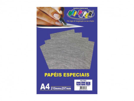PAPEL A4 FELTRO PRATA 30G.10F.