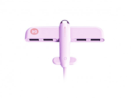 HUB USB 4 PORTAS FORMATO AVIAO ROSA