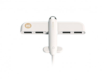 HUB USB 4 PORTAS FORMATO AVIAO BRANCO
