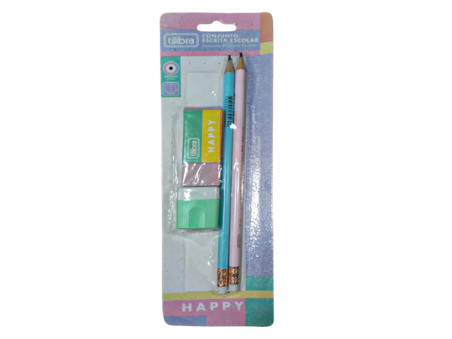 KIT ESCRITA HAPPY 2LAPIS+BORRACHA+APONT.