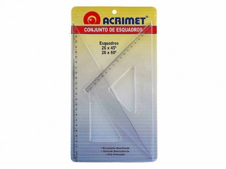 ESQUADRO 60 E 45 GRAUS 26CM.ACRILICO