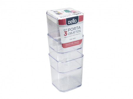 PORTA OBJETOS TRANSPARENTE C/3 PECAS