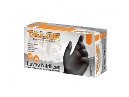 LUVAS NITRILICA PRETA MEDIA S/PO C/100