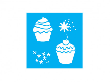 STENCIL CUPCAKES 14X14CM ST1052