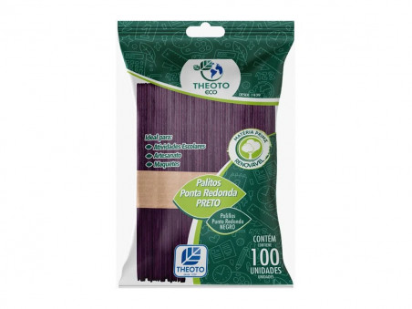 PALITO PICOLE REDONDO MADEIRA PRETO C100