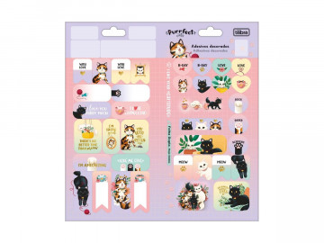 ADESIVO DECORADO CATS FOLHA...