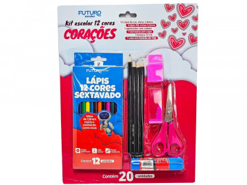 KIT ESCOLAR 7 PECAS CORACOES