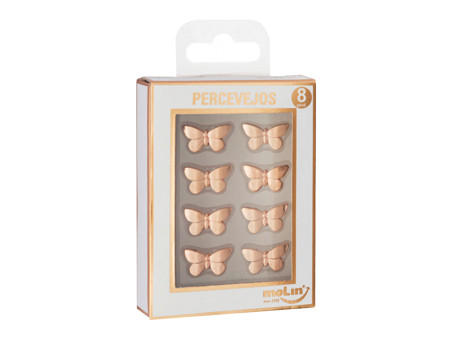 PERCEVEJO BORBOLETA COBRE ROSE GOLD C/8