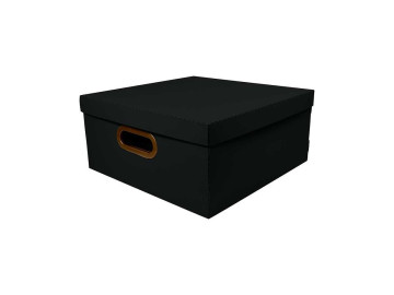 CAIXA 35X35X16CM.LINHO PRETA