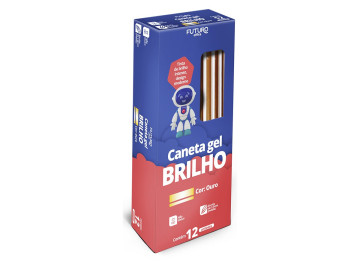 CANETA GEL GLITER OURO C/12
