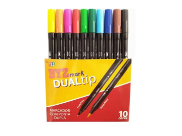 CANETA BRUSH 10 CORES DUAL...