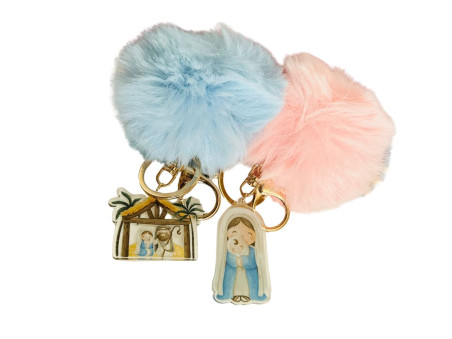 CHAVEIRO POMPOM PRESEPIO/MARIA E JESUS